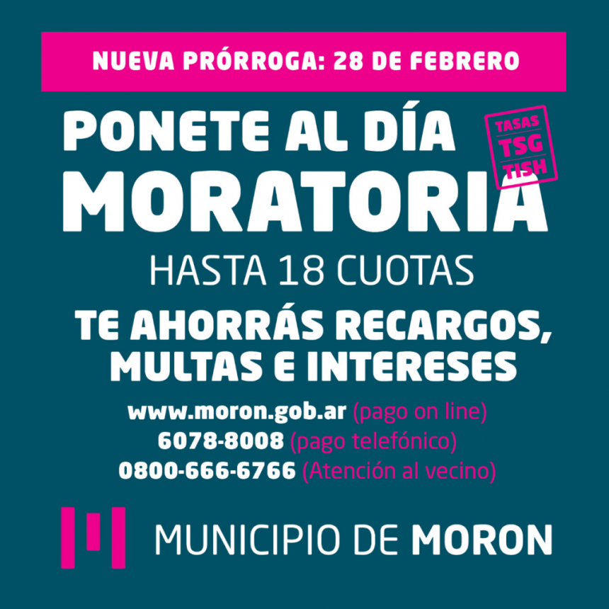 Se extienden los vencimientos de la tasa por servicios generales.