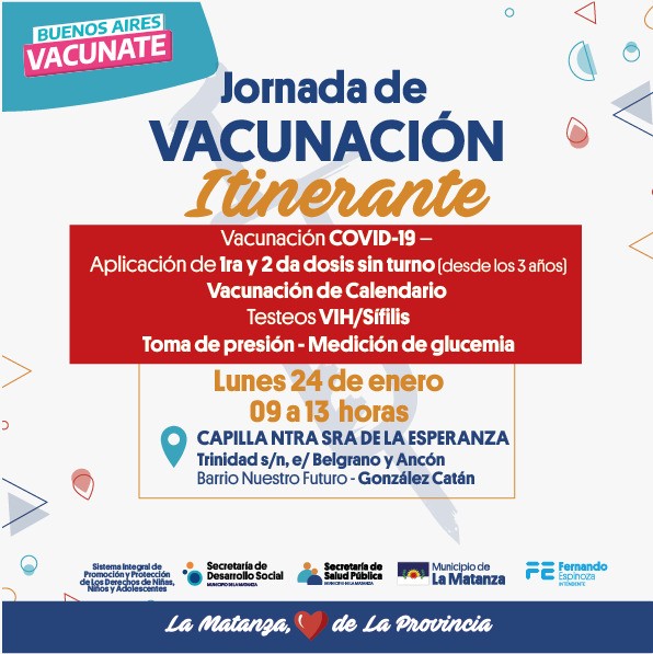 Jornadas de Vacunación Itinerante en Enero 2022