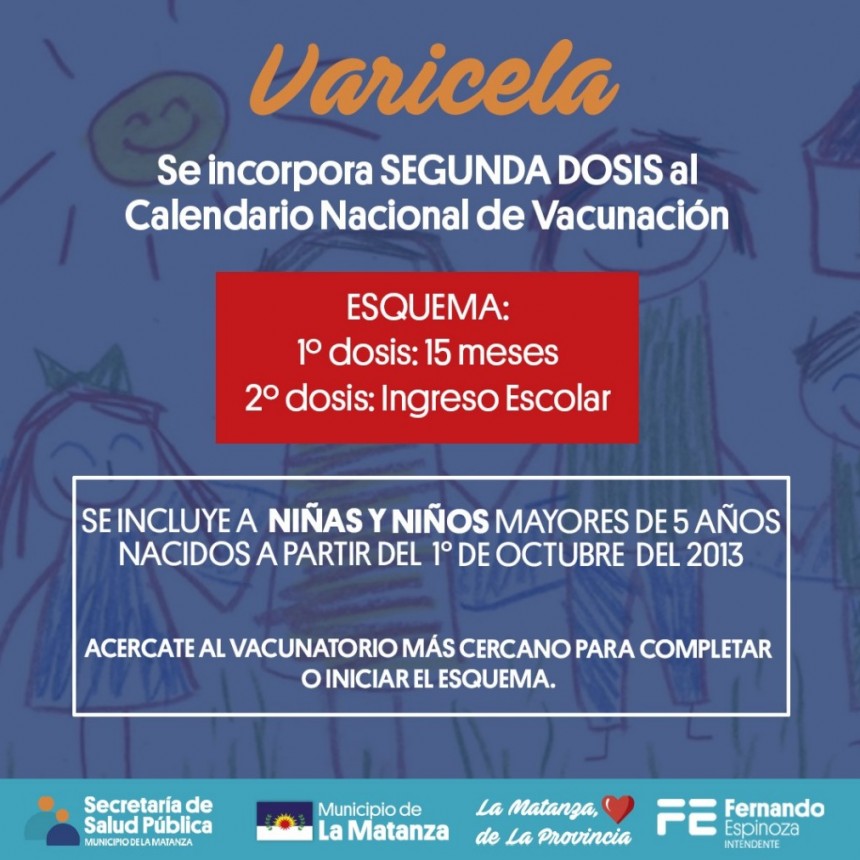 La Matanza comenzó la aplicación de la segunda dosis de la vacuna contra la varicela