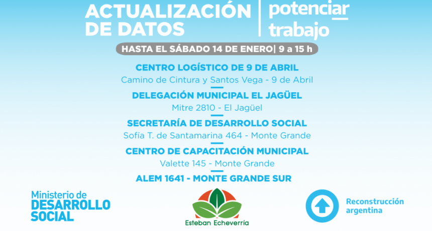 El Municipio continúa realizando jornadas de actualización de datos personales para beneficiarias y beneficiarios de Potenciar Trabajo