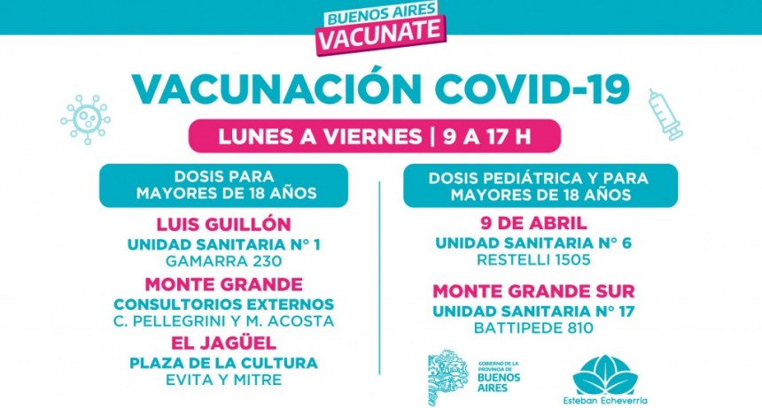 Continúan los operativos de vacunación contra el COVID-19 en Esteban Echeverría