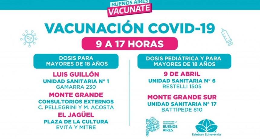 Continúa la campaña de vacunación contra el Covid-19 en Esteban Echeverría