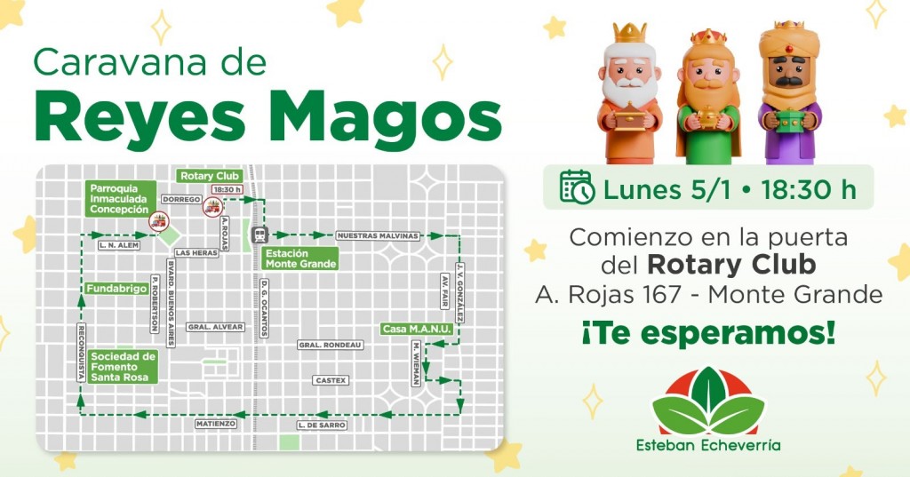 Los Reyes Magos recorrerán Monte Grande en una caravana que promete emoción y fotos para las familias