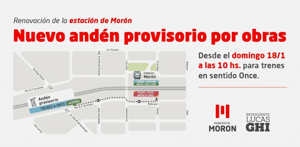 Cambios en la Estación Morón: desde el domingo los trenes a Once paran en un andén provisorio