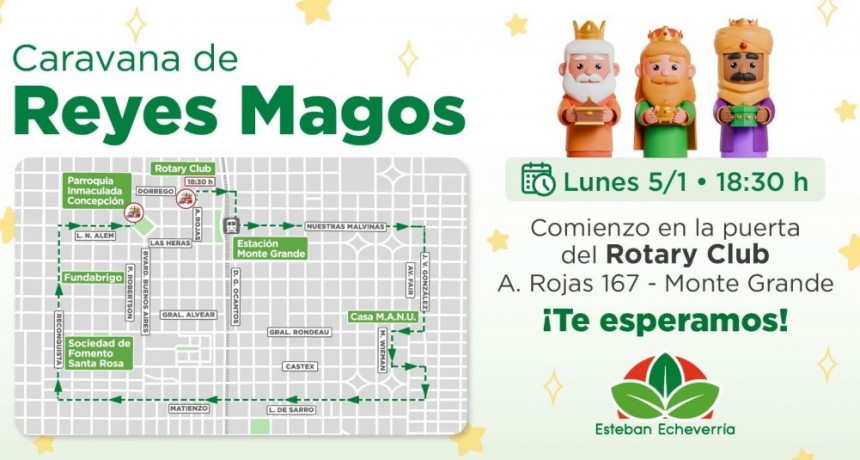Los Reyes Magos recorrerán Monte Grande en una caravana que promete emoción y fotos para las familias
