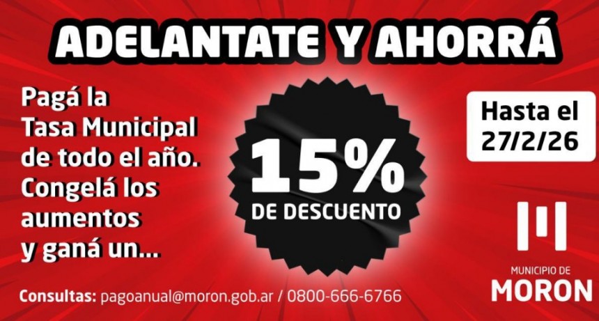 Morón ofrece un 15% de descuento a quienes paguen por adelantado las tasas municipales 2026