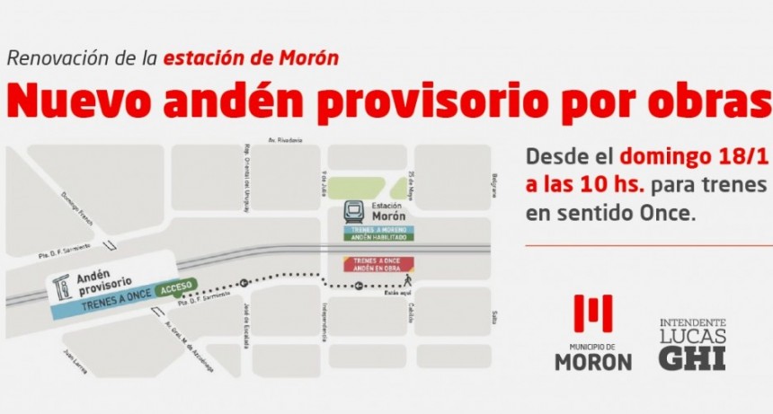 Cambios en la Estación Morón: desde el domingo los trenes a Once paran en un andén provisorio