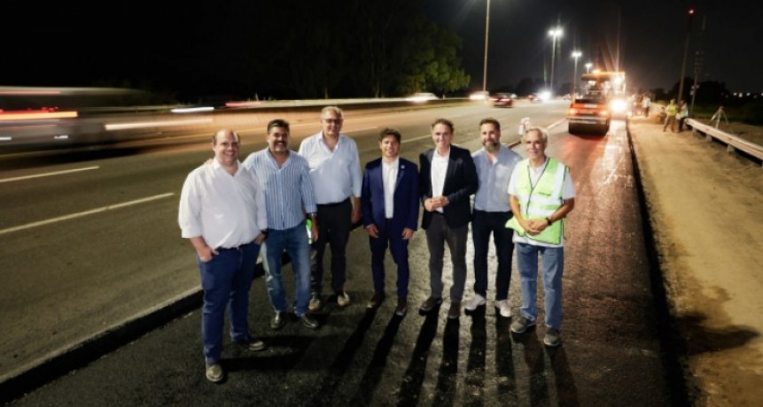 Kicillof supervisó el avance del cuarto carril en la Autopista Buenos Aires–La Plata