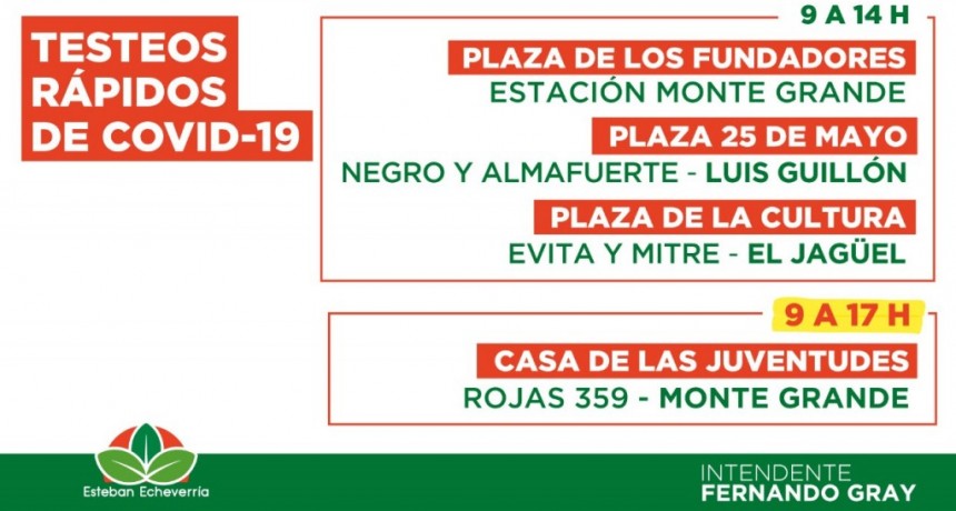 Testeos de COVID-19 en Esteban Echeverría