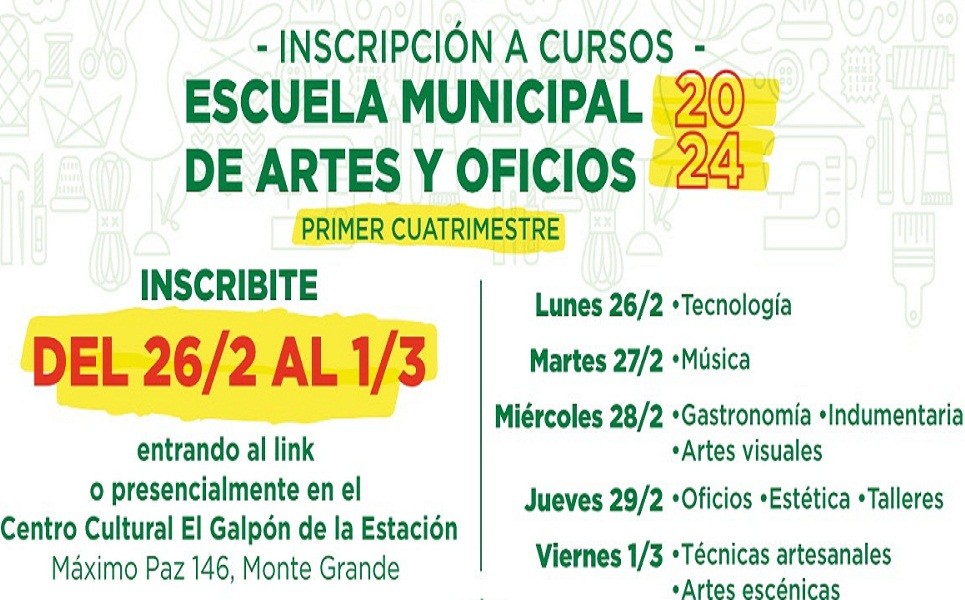 Inicia inscripción para cursos en la Escuela Municipal de Artes y Oficios