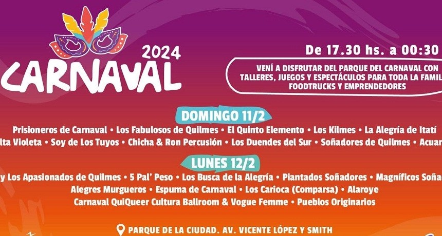 Quilmes listo para celebrar los Carnavales 2024