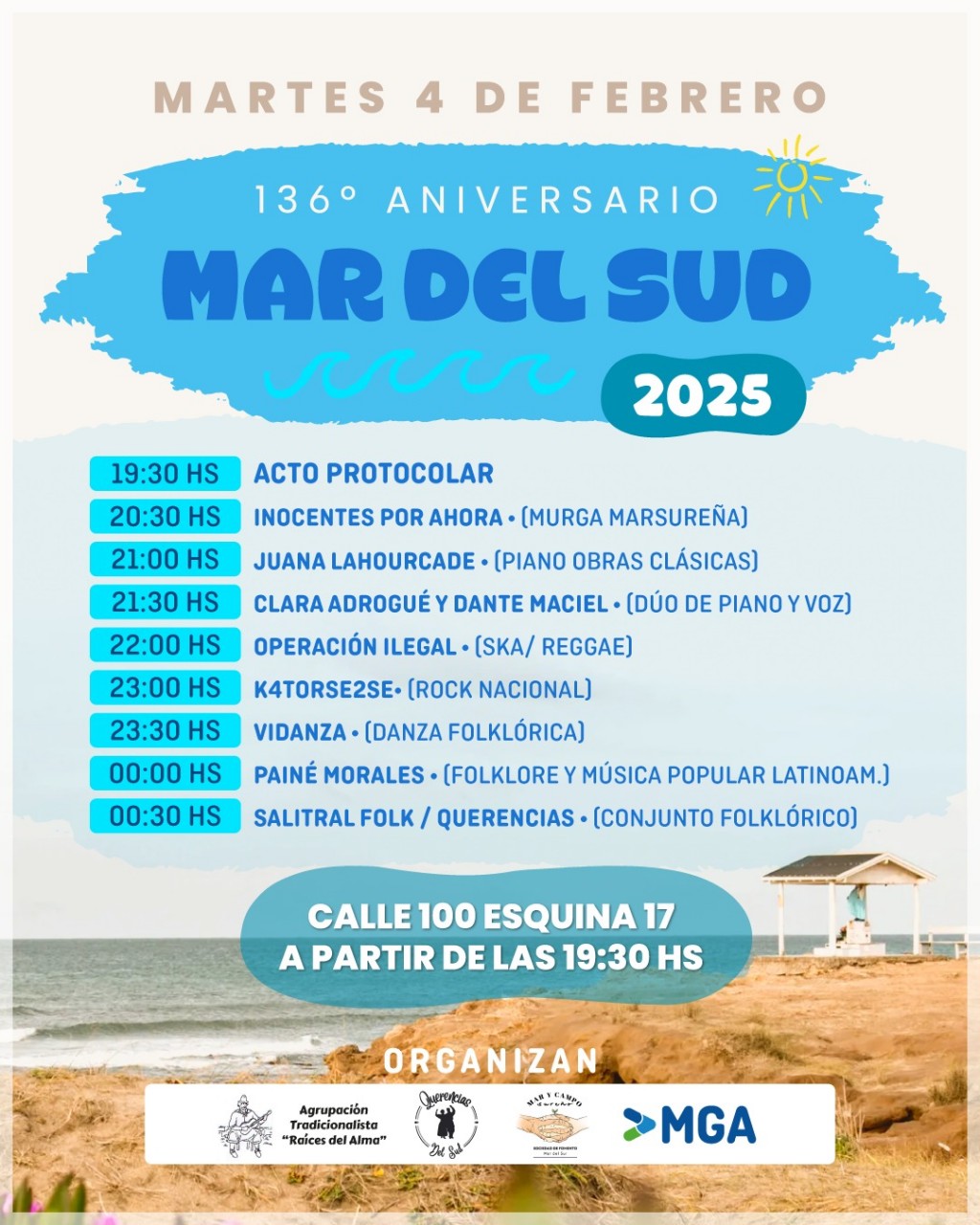 Mar del Sud celebra su 136º aniversario con una noche de música y cultura