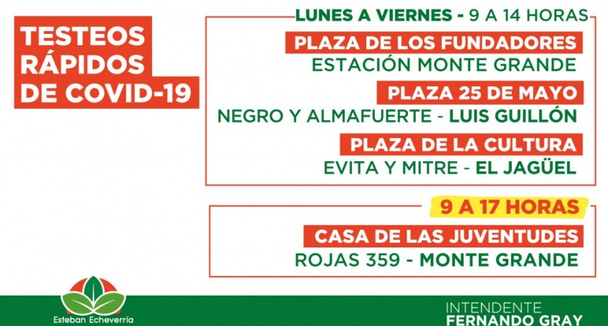 Continúan los testeos de covid-19 en Esteban Echeverría