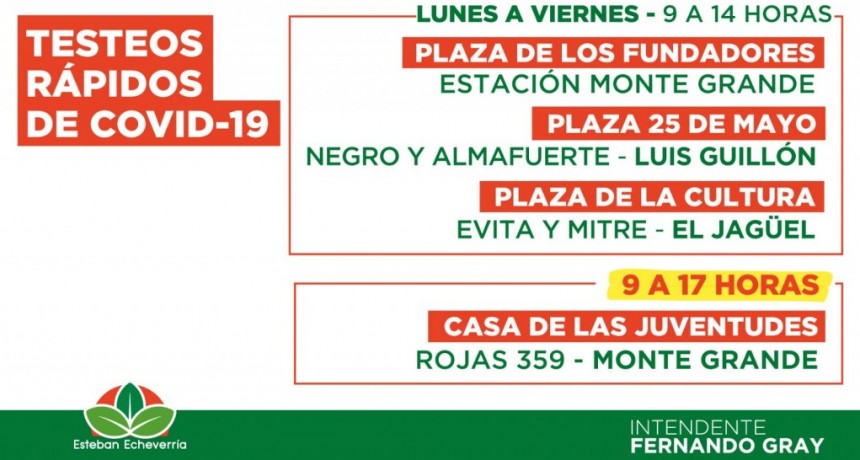 Testeos de COVID-19 en Esteban Echeverría
