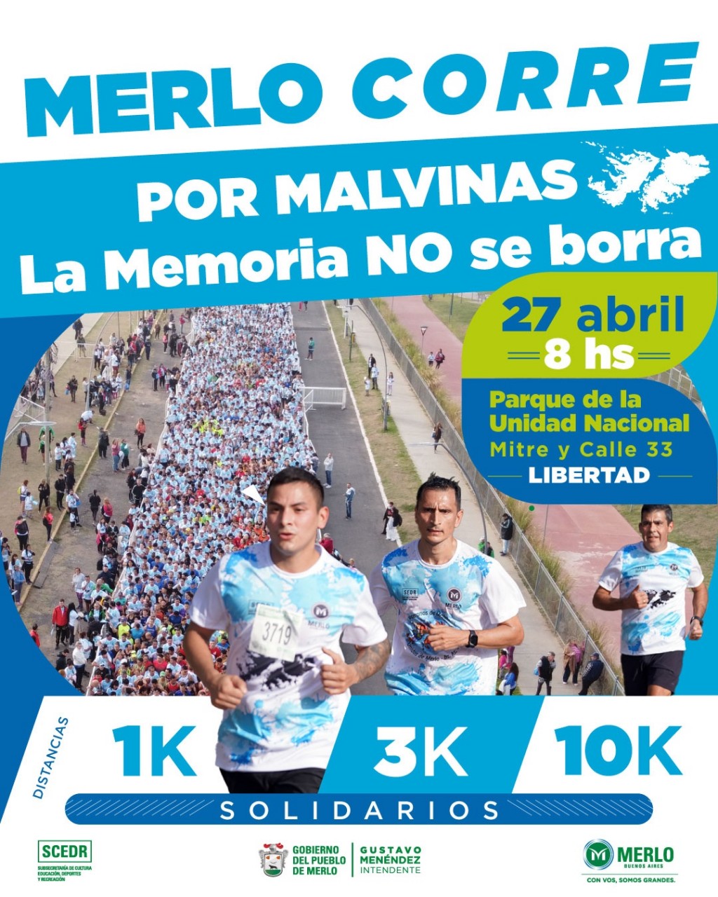 ¡Merlo corre por Malvinas! Participá de la carrera solidaria en honor a los 43 años de la Guerra de Malvinas