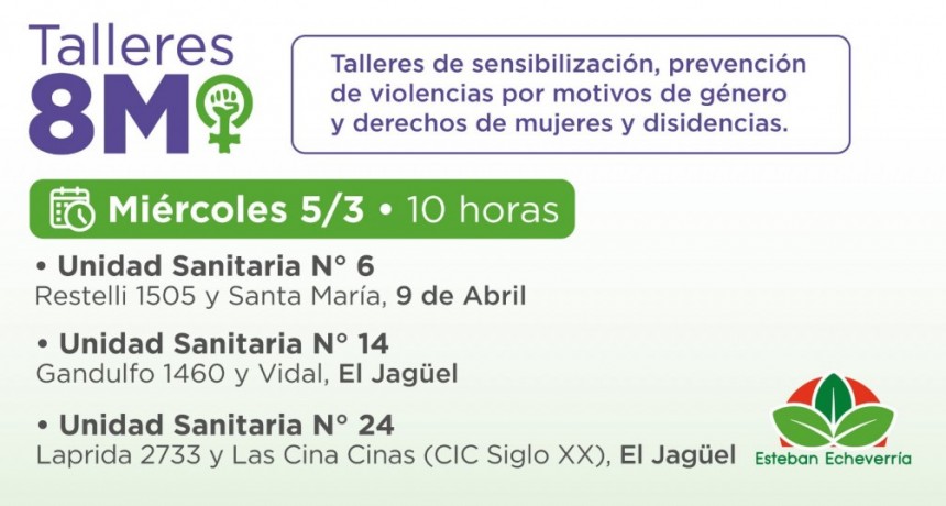 Esteban Echeverría conmemora el Día de la Mujer con talleres de sensibilización