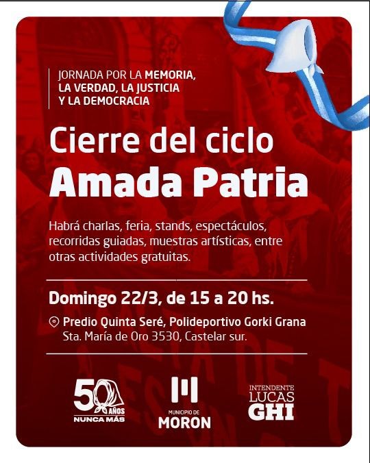 Mor&oacute;n conmemora los 50 a&ntilde;os del golpe con actividades, muestras y una jornada central en Quinta Ser&eacute;