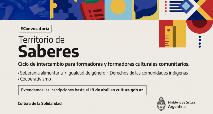 Se extiende hasta el 18 de abril la convocatoria de Territorio de Saberes