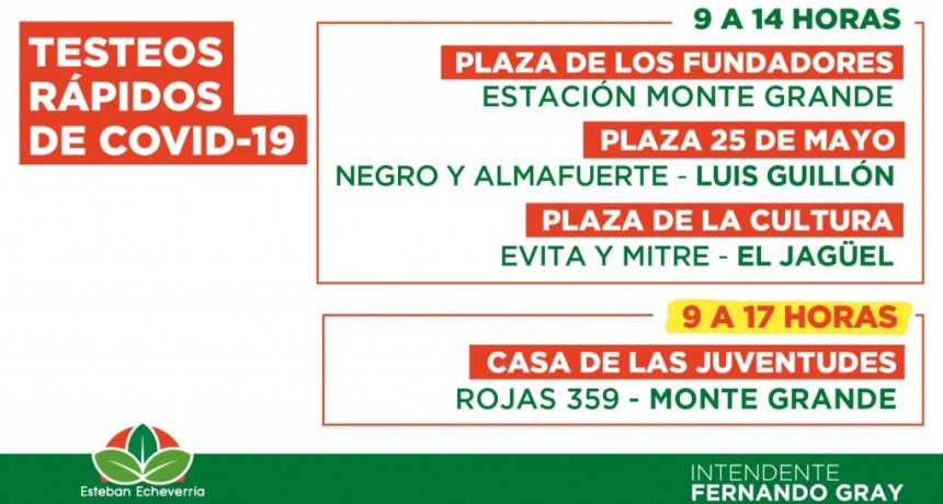 Esta semana continúan los testeos gratuitos de COVID-19