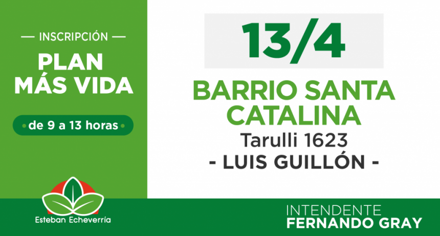 Inscripción al Plan Más Vida en Luis Guillón