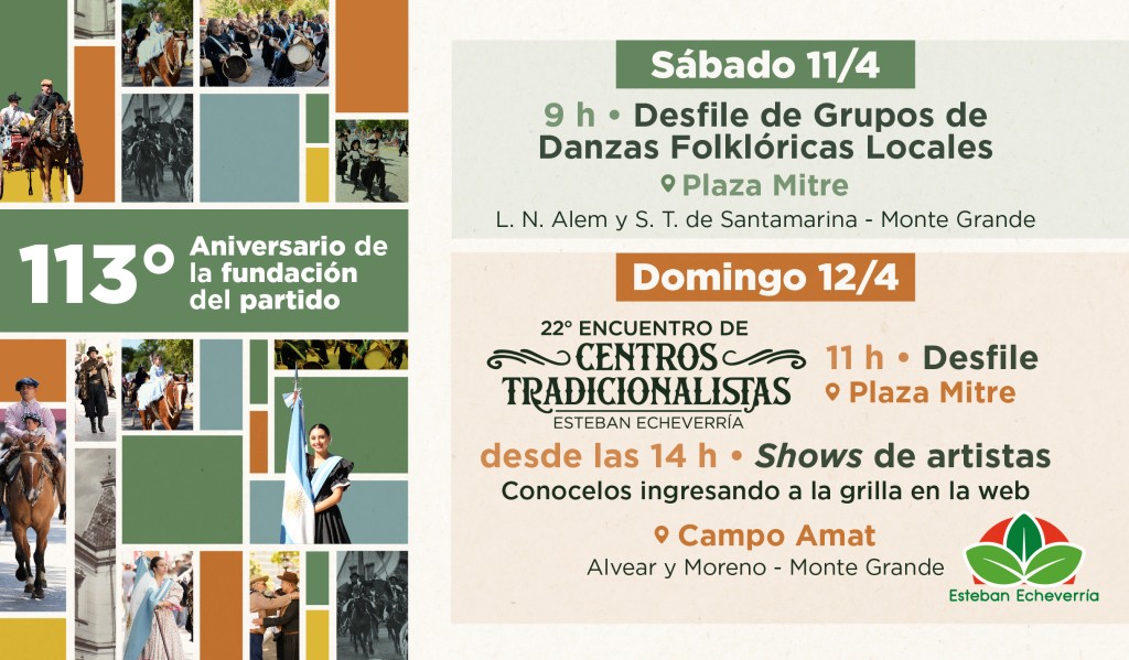 Festejos imperdibles: Esteban Echeverr&iacute;a celebra sus 113 a&ntilde;os con shows, desfiles y artistas en vivo