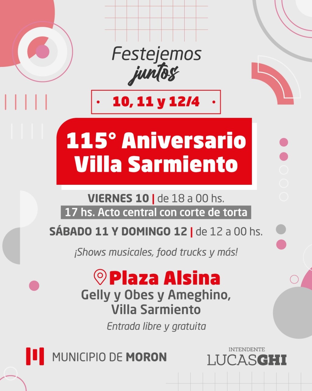 Tres d&iacute;as de fiesta: Villa Sarmiento celebra 115 a&ntilde;os con shows, feria y un gran festejo gratuito