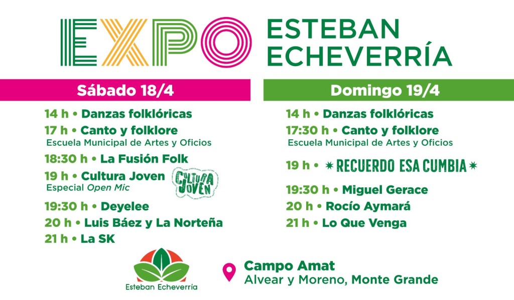&iexcl;Shows en vivo y fiesta gratis! La Expo Esteban Echeverr&iacute;a llega con una grilla cargada de artistas