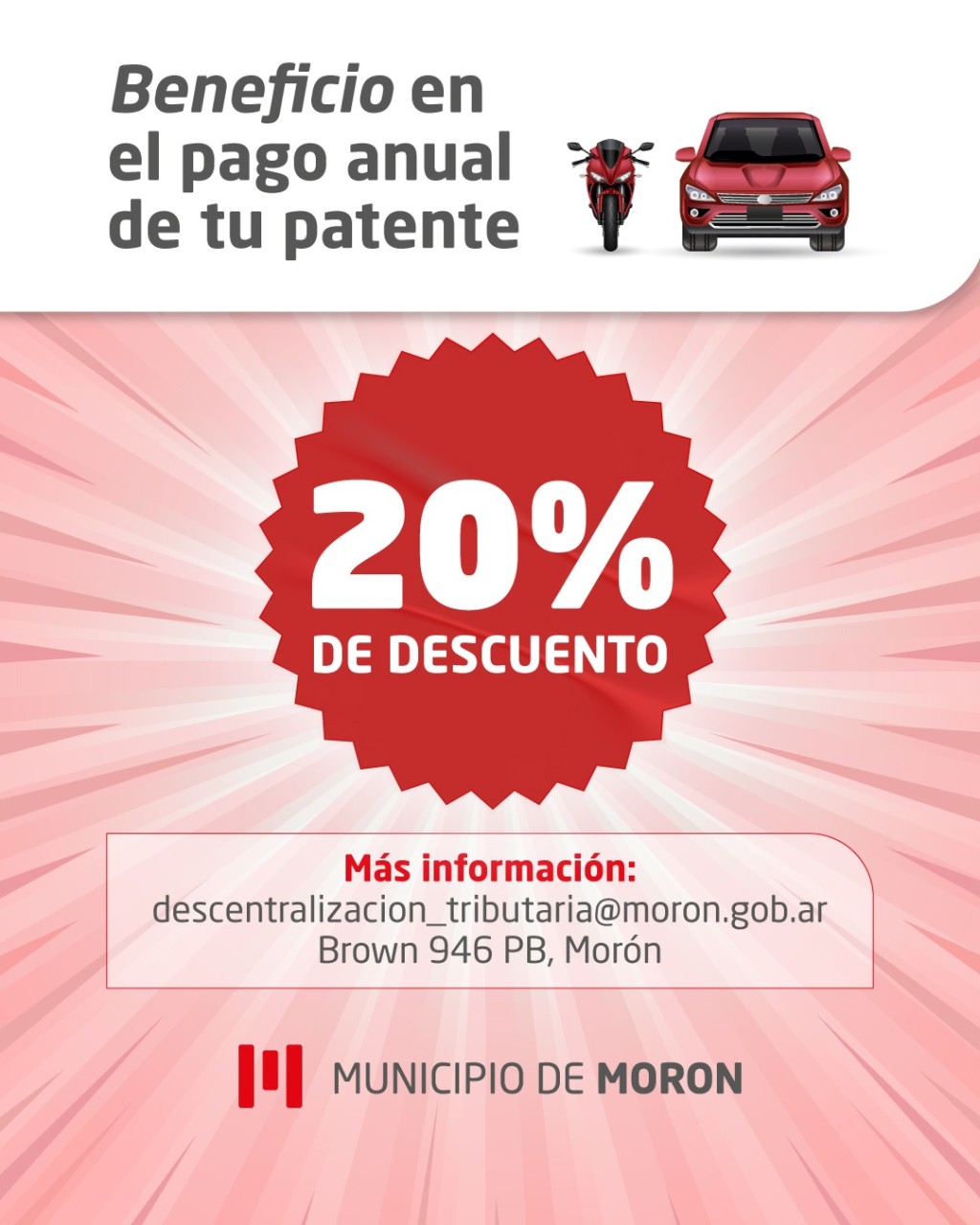 Descuentos de hasta el 20% en Mor&oacute;n: c&oacute;mo pagar menos el Impuesto Automotor 2026