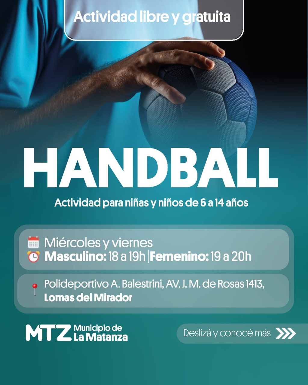 Nueva propuesta gratuita en La Matanza: lanzan handball infantil para chicos y chicas