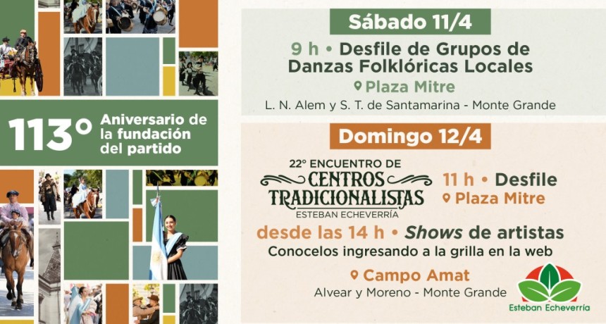 Festejos imperdibles: Esteban Echeverr&iacute;a celebra sus 113 a&ntilde;os con shows, desfiles y artistas en vivo