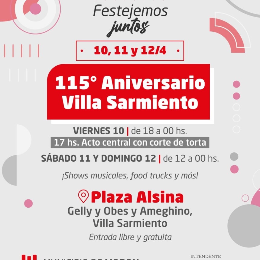 Tres d&iacute;as de fiesta: Villa Sarmiento celebra 115 a&ntilde;os con shows, feria y un gran festejo gratuito