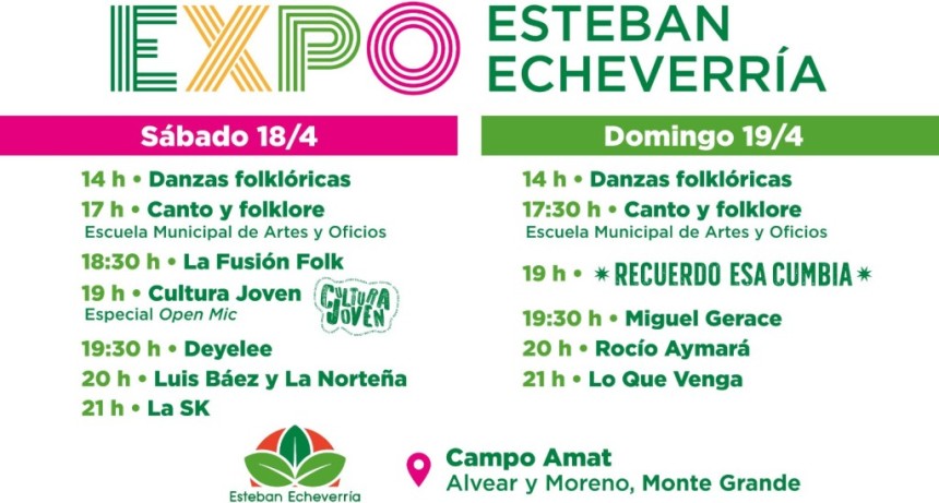 &iexcl;Shows en vivo y fiesta gratis! La Expo Esteban Echeverr&iacute;a llega con una grilla cargada de artistas