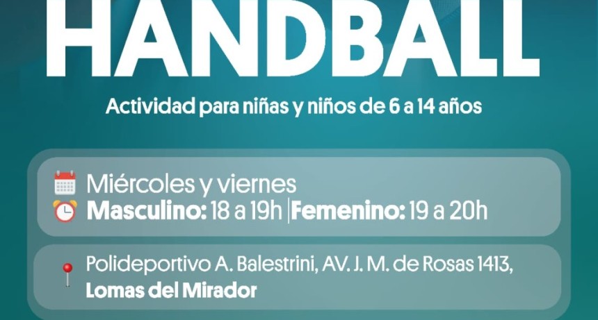 Nueva propuesta gratuita en La Matanza: lanzan handball infantil para chicos y chicas