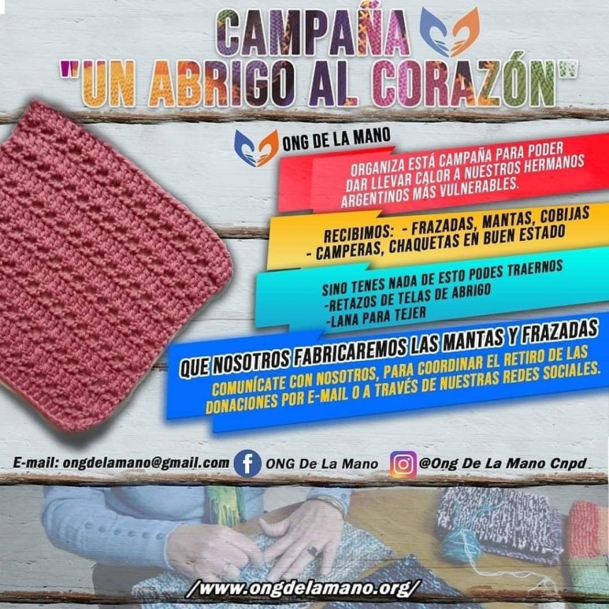 Un abrigo al coraz&oacute;n, campa&ntilde;a solidaria de Ong De La Mano 