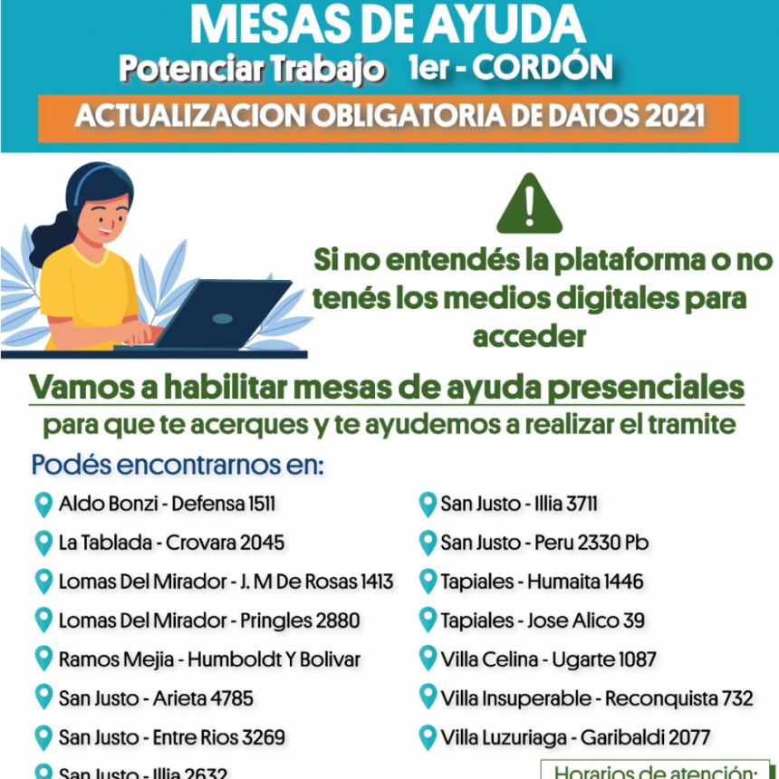 Potenciar Trabajo: Actualización de datos en La Matanza