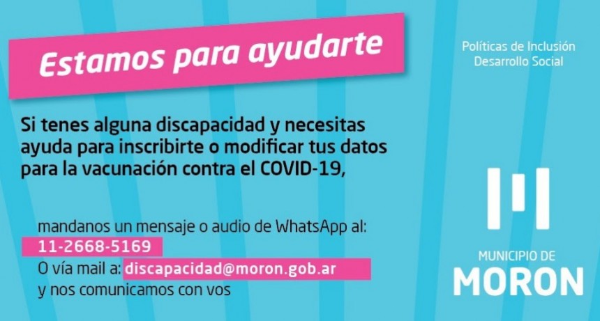 Buenos Aires Vacunate: Morón asiste en la inscripción a personas con discapacidad