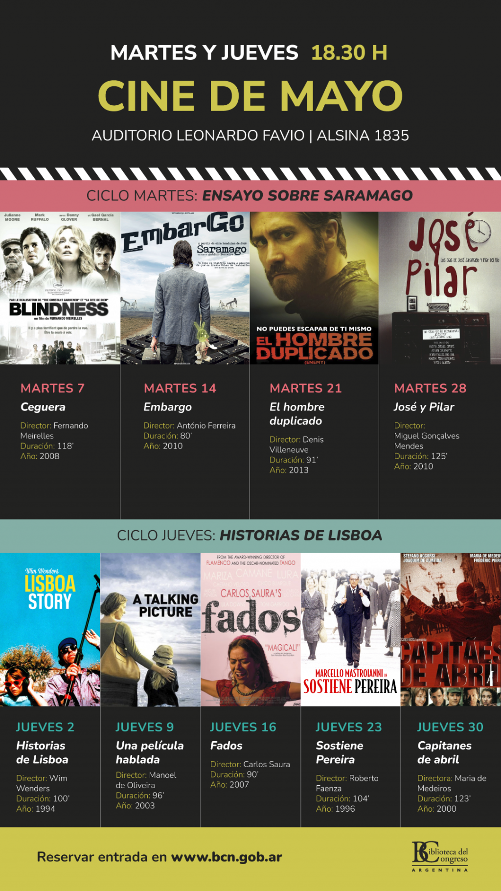 La Biblioteca del Congreso propone en mayo un ciclo de cine en homenaje a José Saramago