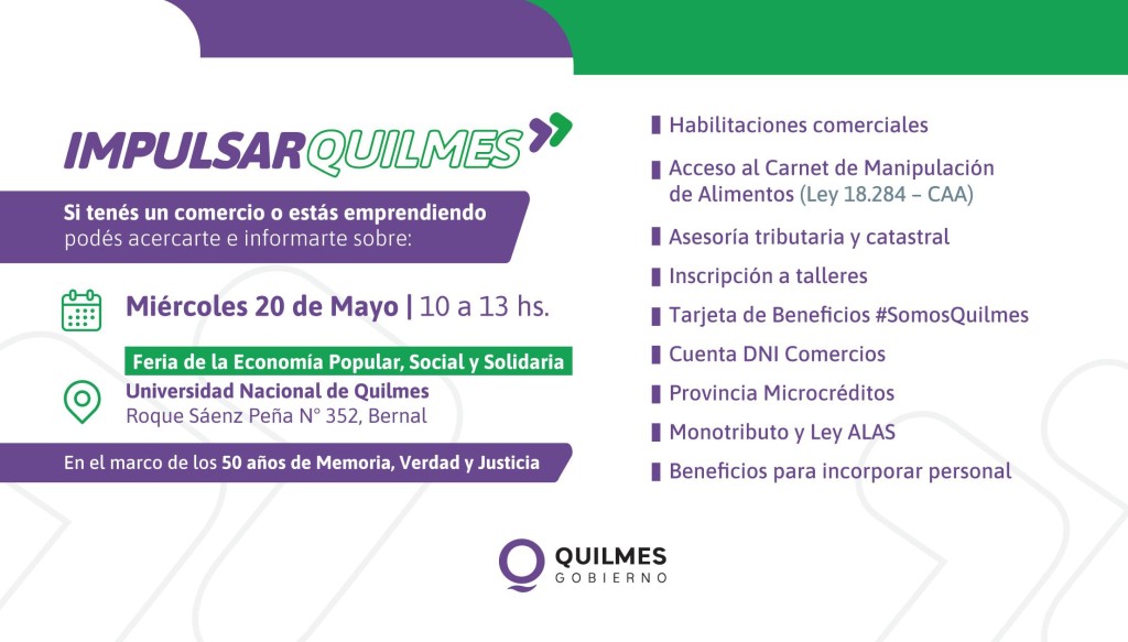 Feria en Quilmes: vuelve el encuentro de la econom&iacute;a popular con productos, gastronom&iacute;a y tr&aacute;mites para emprendedores