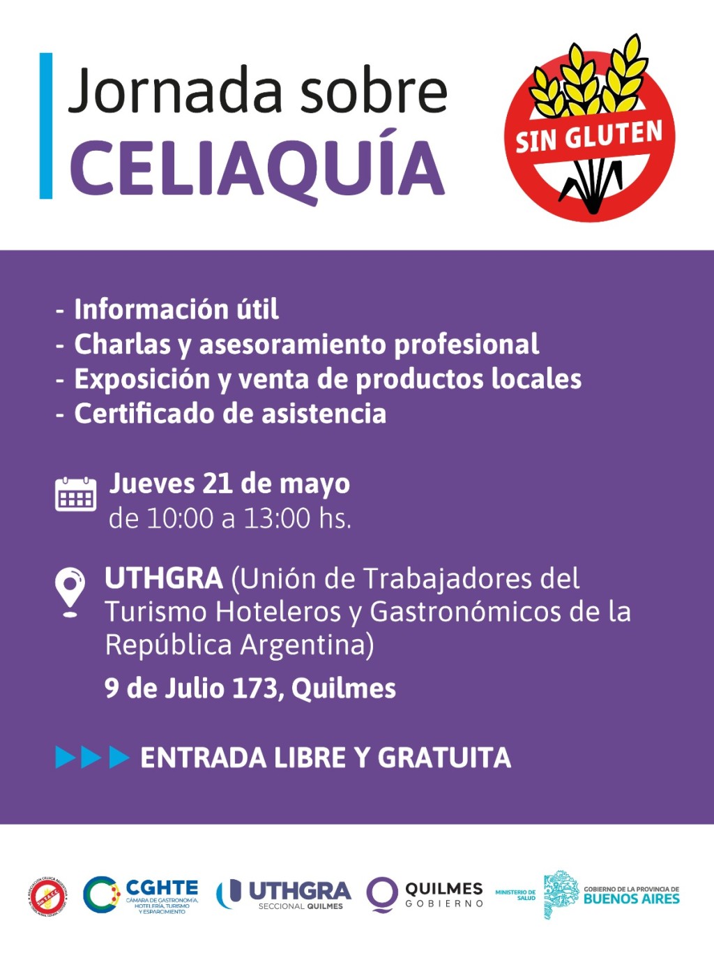 Quilmes realizar&aacute; una jornada sobre celiaqu&iacute;a con charlas, asesoramiento y productos libres de gluten