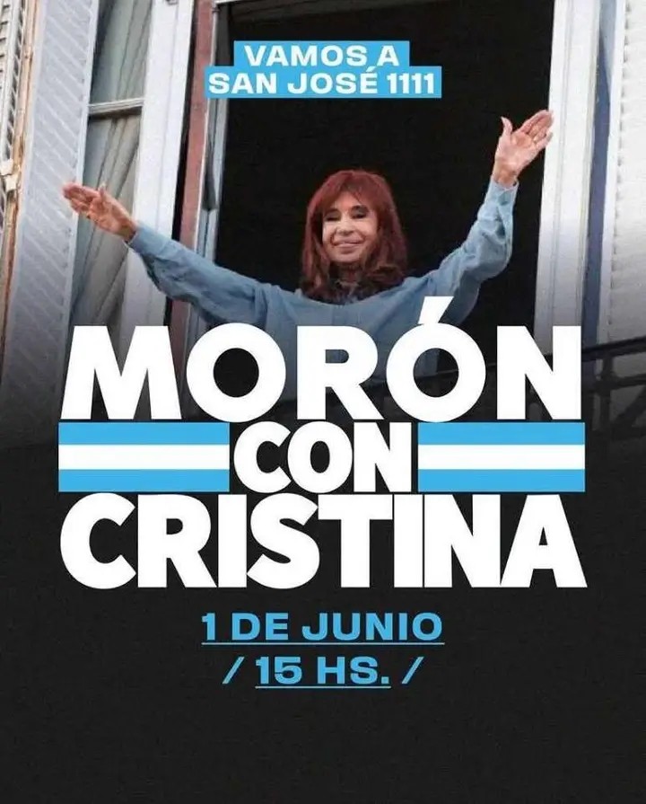 Mor&oacute;n organiza una movilizaci&oacute;n para acompa&ntilde;ar a Cristina Fern&aacute;ndez de Kirchner
