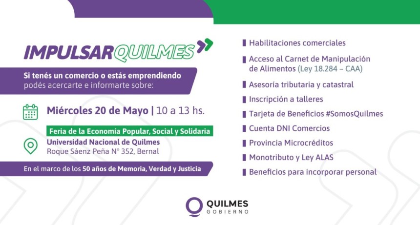 Feria en Quilmes: vuelve el encuentro de la econom&iacute;a popular con productos, gastronom&iacute;a y tr&aacute;mites para emprendedores