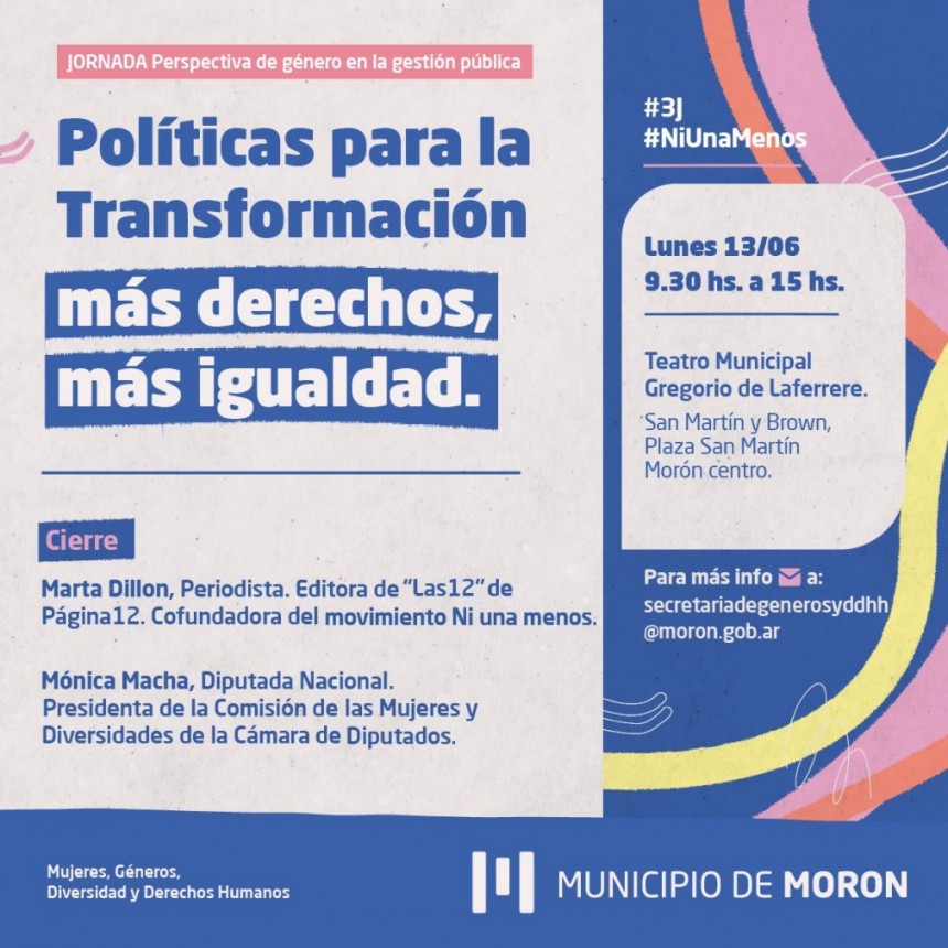 Morón realizará una jornada para discutir sobre políticas de géneros en el mes de Ni Una Menos