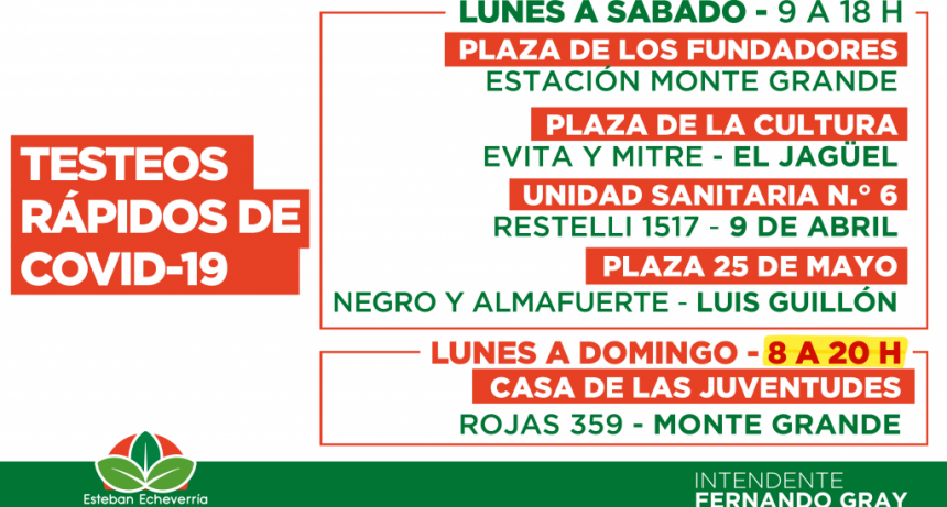 Continúa la atención en los centros de testeo de COVID-19 del municipio