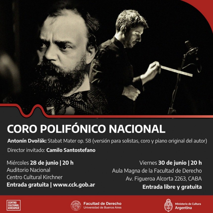 El Coro Polifónico Nacional interpretará "Stabat Mater" de Antonín Dvořák