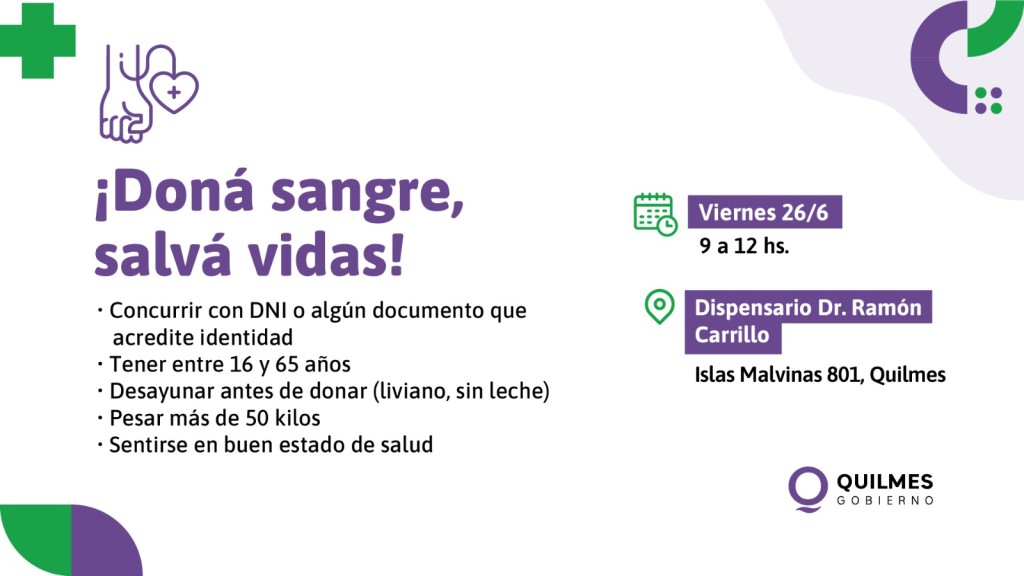 Quilmes realizar&aacute; una jornada de donaci&oacute;n de sangre en el ex Dispensario