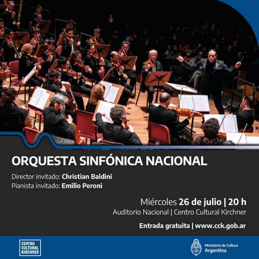Concierto gratuito de la Orquesta Sinfónica Nacional en el Centro Cultural Kirchner