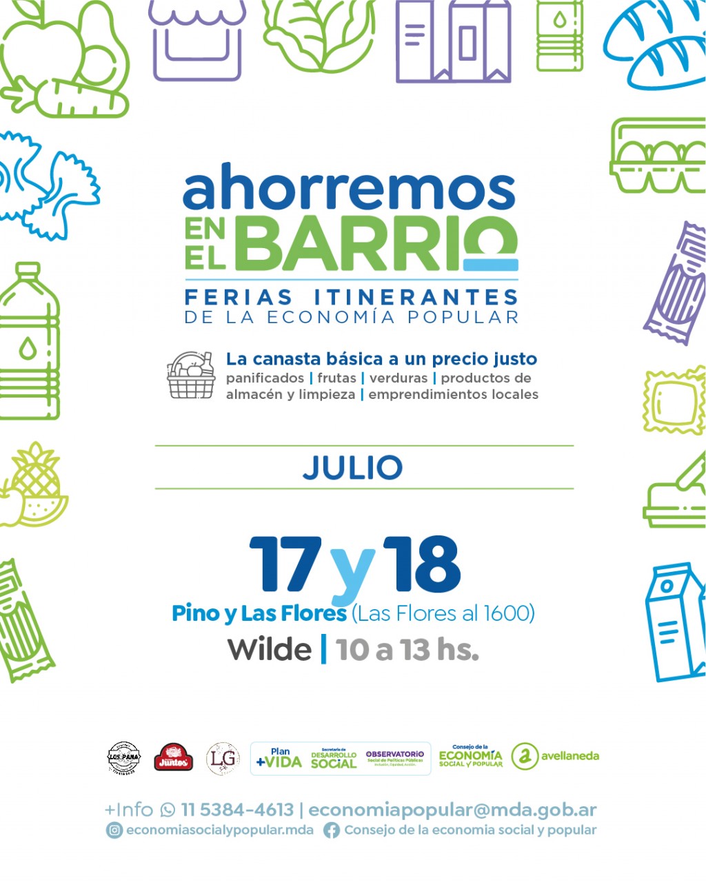 Ferias con precios justos y alimentos esenciales llegan a Wilde: dos días de “Ahorremos en el Barrio”