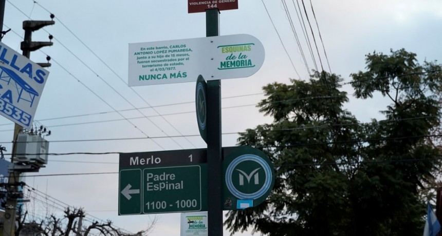 Merlo sumó una nueva Esquina de la Memoria en homenaje a Carlos López Pumarega