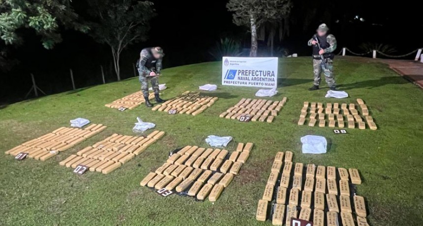 Prefectura incautó más de 200 kilos de marihuana en operativos en Misiones