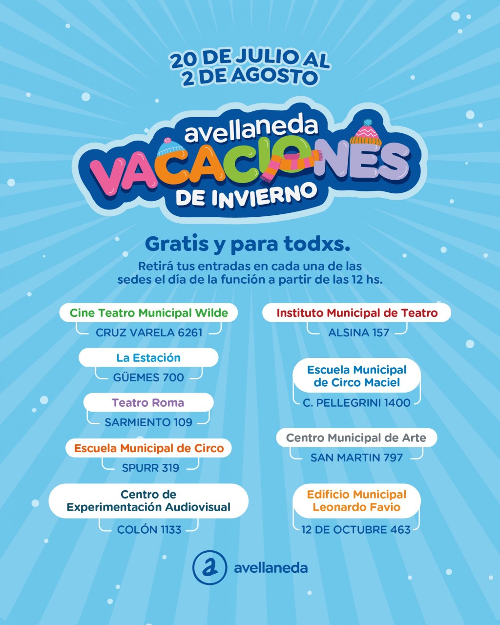 Vacaciones de invierno en Avellaneda: Conoc&eacute; el cronograma de espect&aacute;culos y actividades